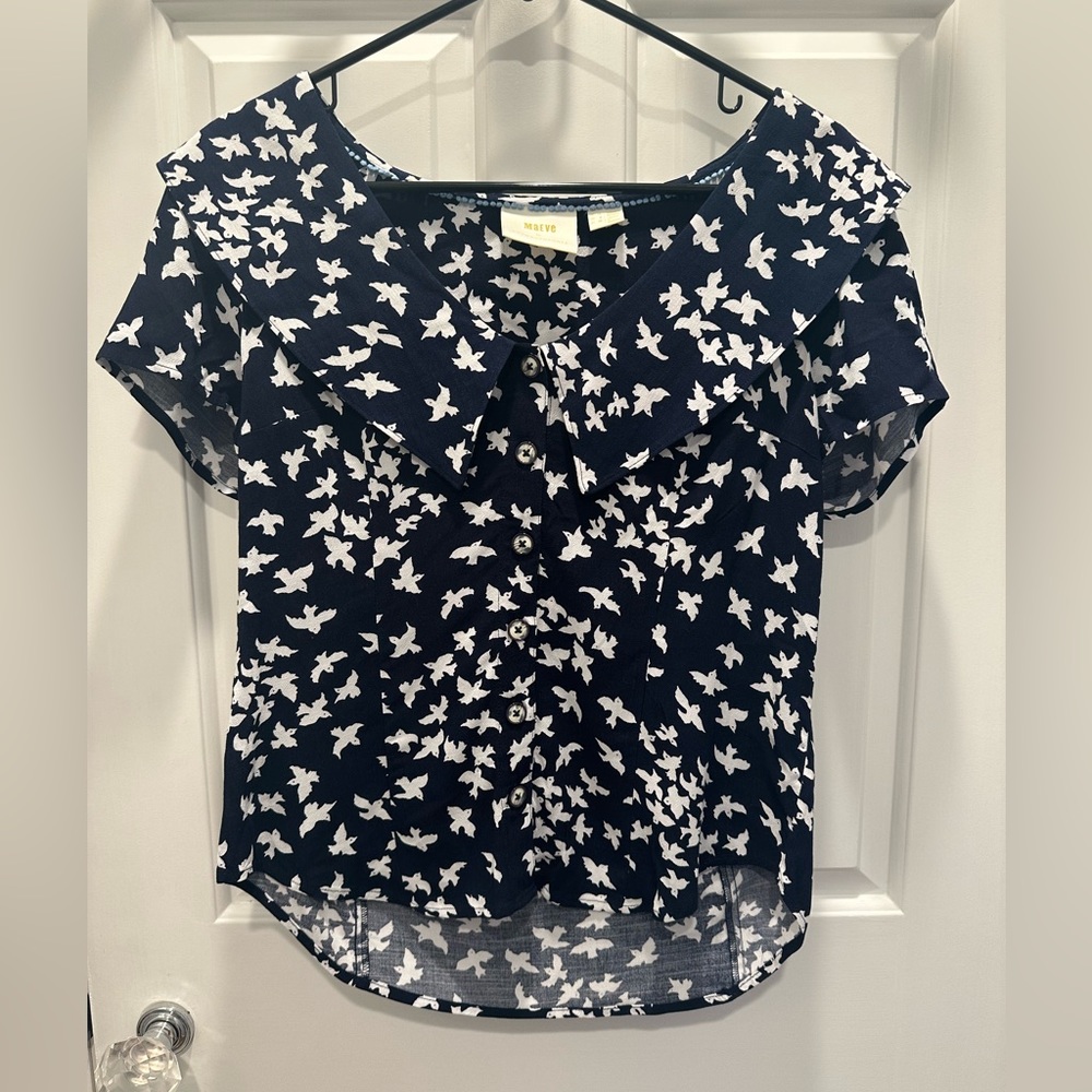 Maeve blouse with bird print